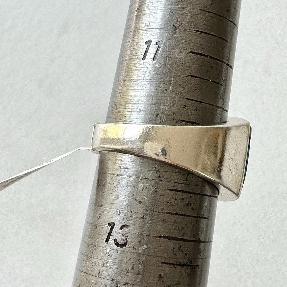 Navajo Mens Inlay Ring Turquoise Inlay Sz 12 Band 15mm Signed Tsosie Native Amer